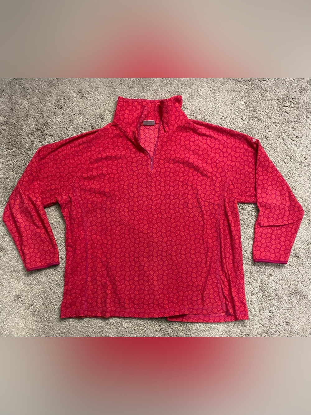 Columbia Red and Deep Red Knit Quarter-Zip Top